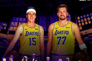 承紫金荣光！ESPN海报：十二大名宿托举东里组合开启湖人新时代